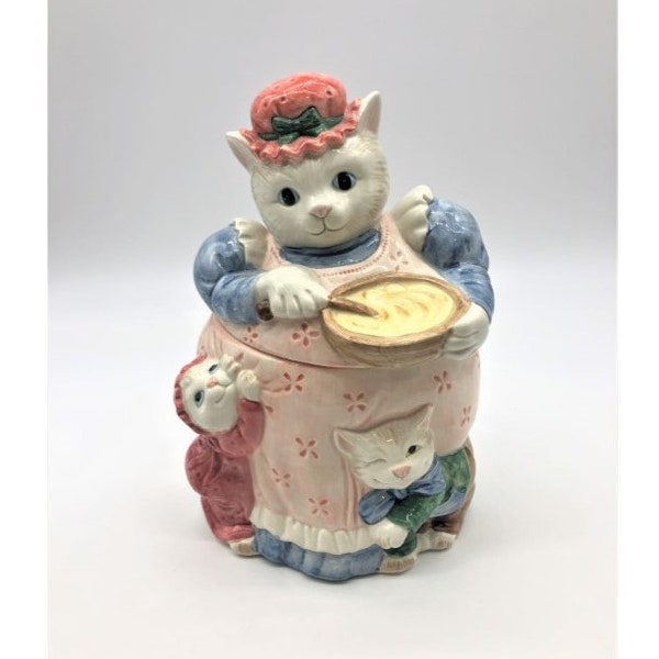 Vintage 1988 Fitz and Floyd Knightsbridge Baker Cat Cookie Jar |Rare Collectible Cookie Jars, Themed Pottery, Unique Gift Ideas