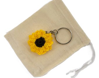 Crochet Mini Sunflower Keychain