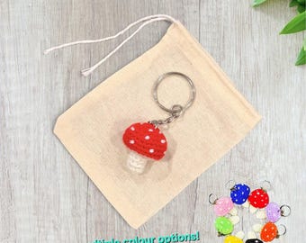 Crochet Mini Mushroom Keychain (multiple colour options)
