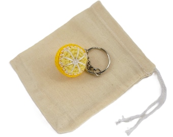 Crochet Mini Lemon Keychain