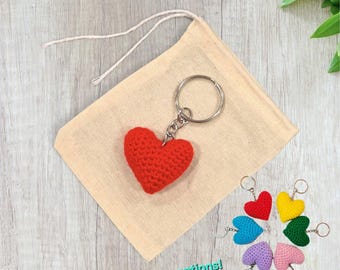 Crochet Mini Heart Keychain (multiple colour options)