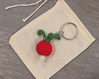Crochet Mini Radish Keychain
