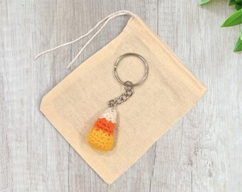 Crochet Mini Candy Corn Keychain
