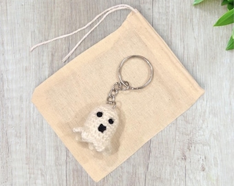 Crochet Mini Ghost Keychain