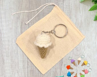 Crochet Mini Ice Cream Cone Keychain (multiple colour options)