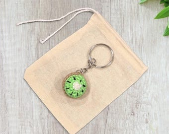 Crochet Mini Kiwi Keychain