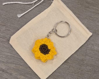 Crochet Mini Sunflower Keychain