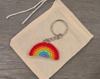 Crochet Mini Rainbow Keychain