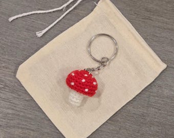 Crochet Mini Mushroom Keychain
