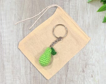 Crochet Mini Pear Keychain