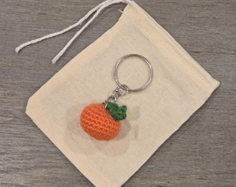 Crochet Mini Orange Keychain