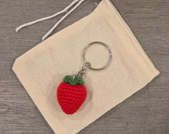 Crochet Mini Strawberry Keychain