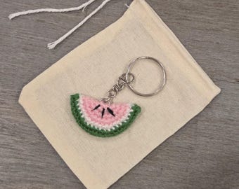 Crochet Mini Watermelon Keychain