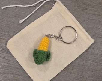 Crochet Mini Corn Keychain