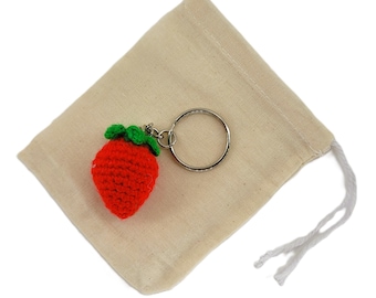 Crochet Mini Strawberry Keychain