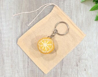 Crochet Mini Lemon Keychain