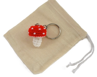 Crochet Mini Mushroom Keychain