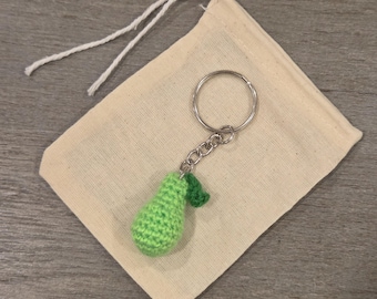 Crochet Mini Pear Keychain
