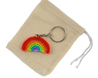 Crochet Mini Rainbow Keychain