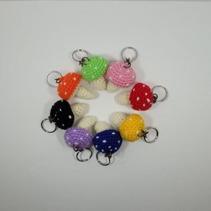 Crochet Mini Mushroom Keychain (multiple colour options)
