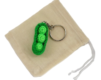Crochet Mini Peapod Keychain