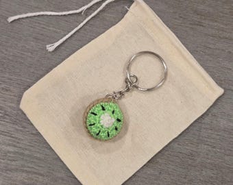 Crochet Mini Kiwi Keychain