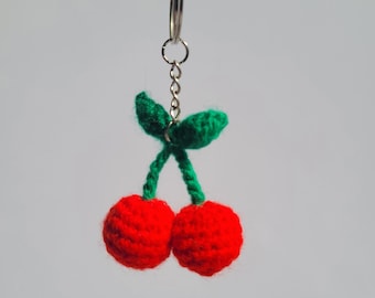 Crochet Mini Cherries Keychain