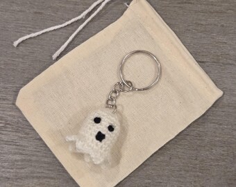 Crochet Mini Ghost Keychain