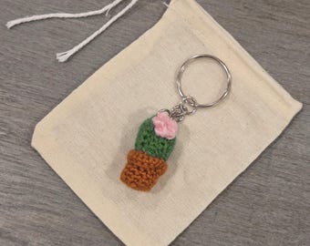 Crochet Mini Cactus Keychain