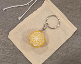 Crochet Mini Lemon Keychain