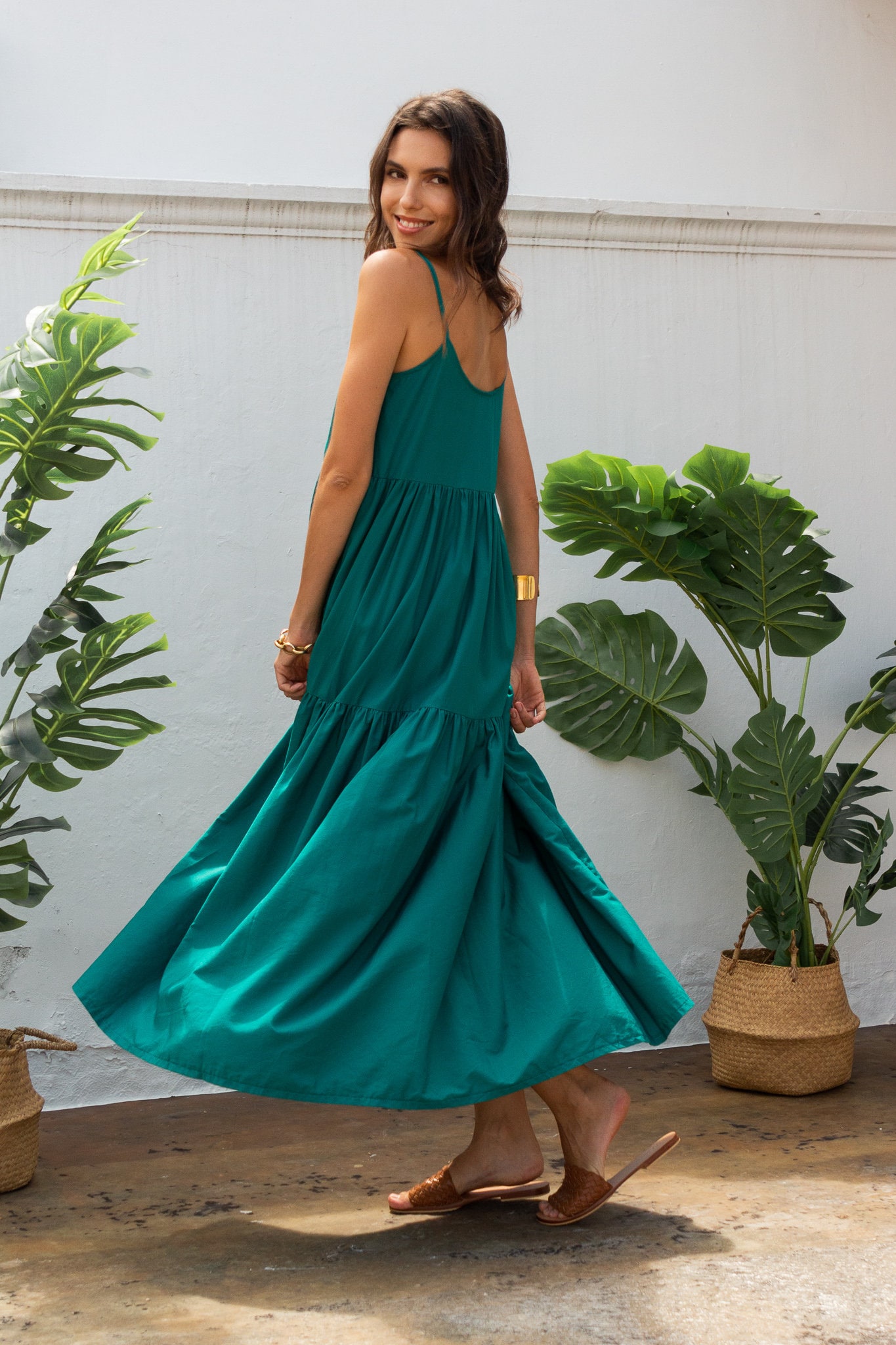 Green Premium Cotton Cotton Dress