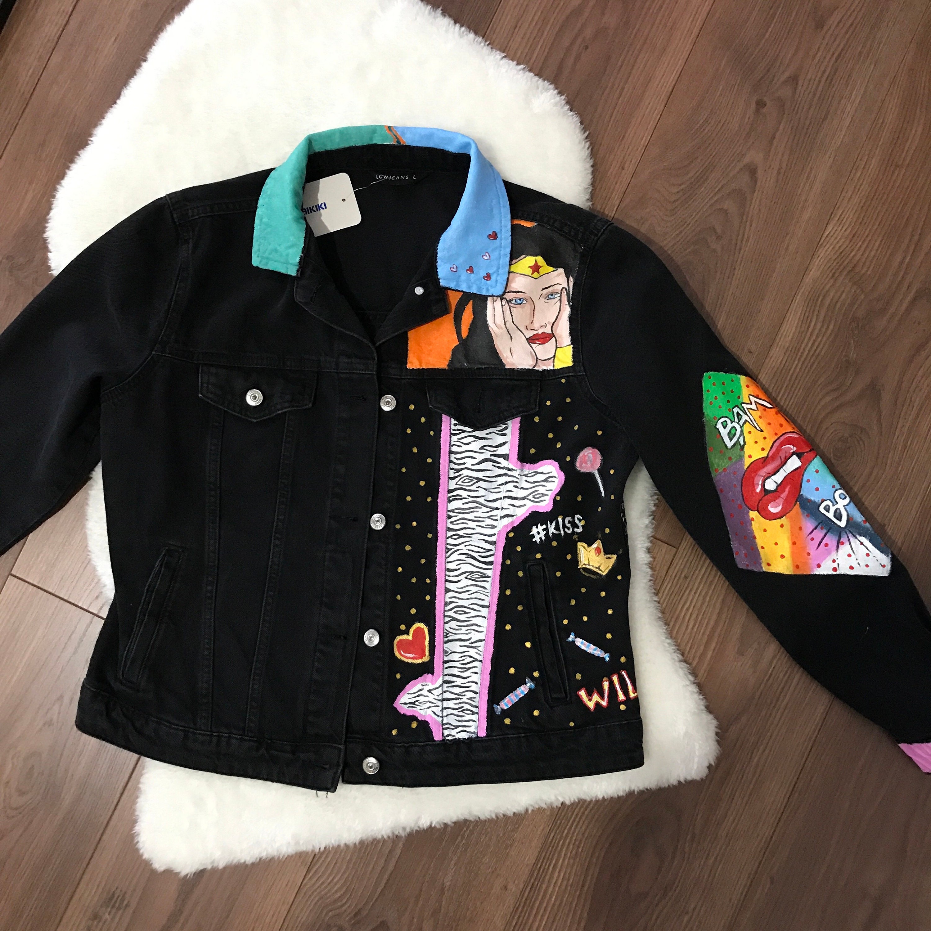 Lollipop handpainted jacket | Etsy