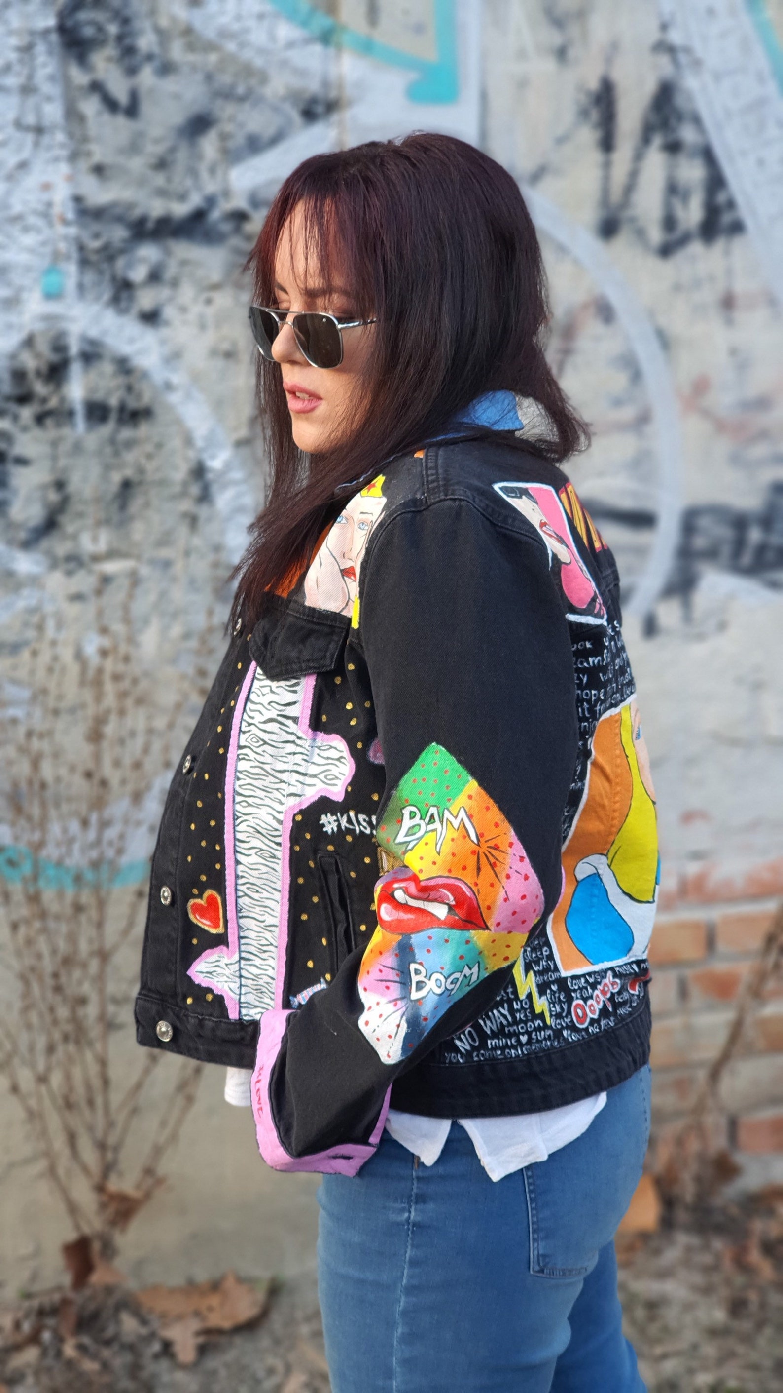 Lollipop handpainted jacket | Etsy