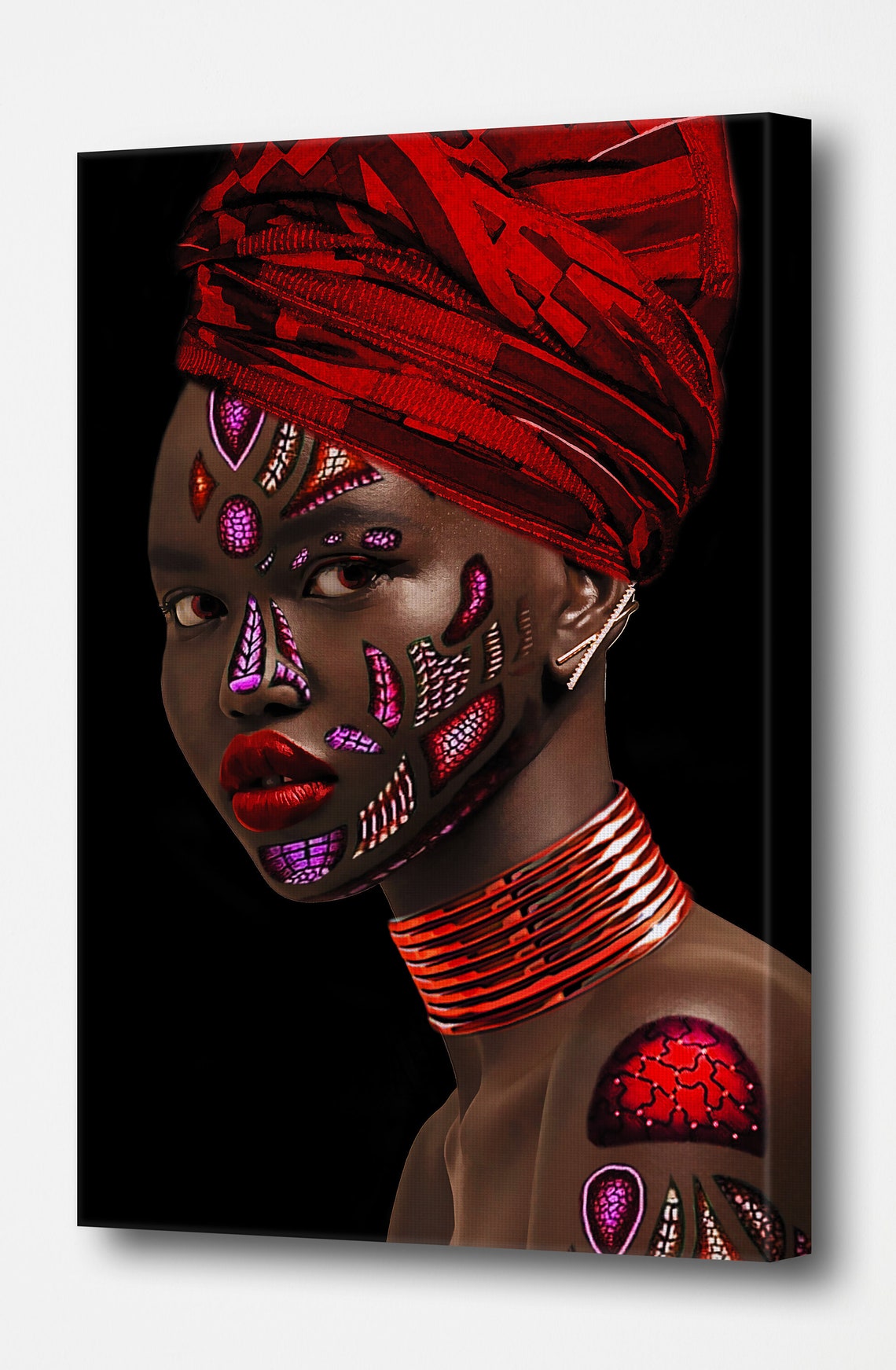 African Art Canvas African Lady With Red Turban Art Canvas - Etsy