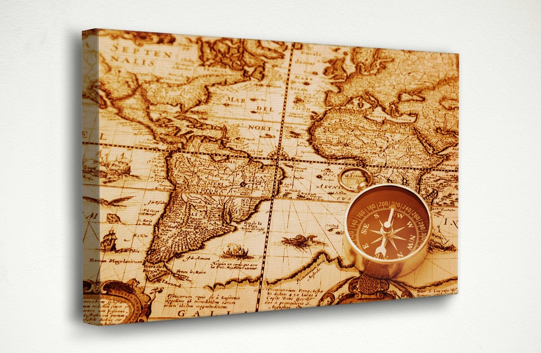 Historical Map Art Canvas Old World Map Art Canvas Etsy