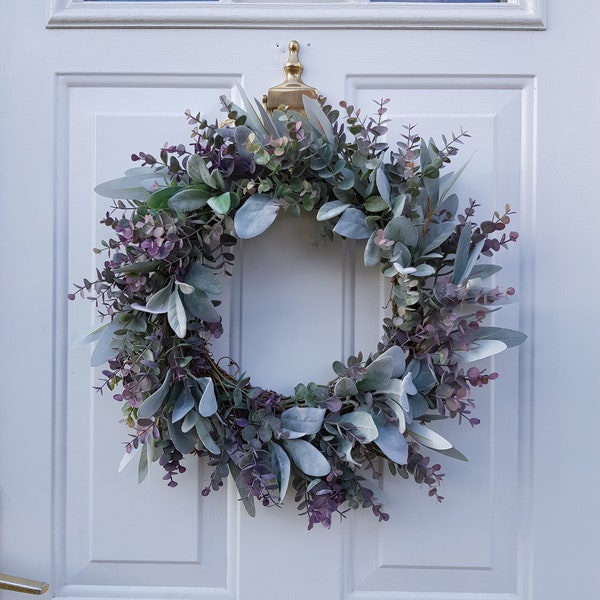 Lambs Ear & Eucalyptus Wreath, Year Round Wreath, Indoor Wreath, Farmhouse Wreath, Greenery Wreath, Door Wreath, Handmade Wreath