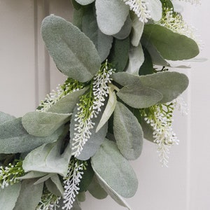 Lambs Ear & Eucalyptus Wreath, Year Round Wreath, Indoor Wreath, Farmhouse Wreath, Greenery Wreath, Door Wreath, Handmade Wreath image 6