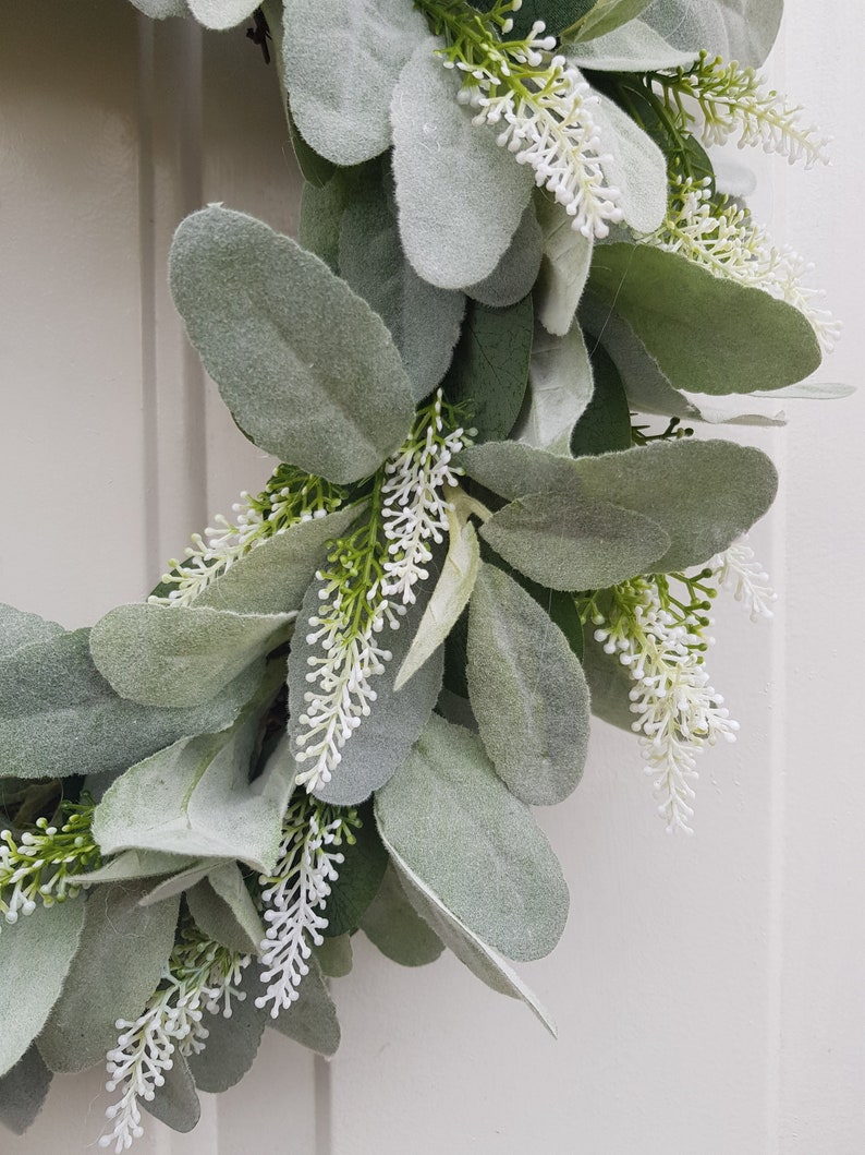 Lambs Ear & Eucalyptus Wreath, Year Round Wreath, Indoor Wreath, Farmhouse Wreath, Greenery Wreath, Door Wreath, Handmade Wreath image 6