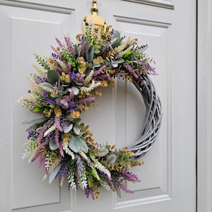 Eucalyptus and Lavender Wreath for Front Door, Year Round Wreath, Indoor Wreath, Farmhouse Wreath, Greenery Wreath, Door Wreath, Half Wreath image 3