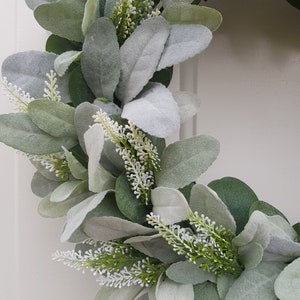 Lambs Ear & Eucalyptus Wreath, Year Round Wreath, Indoor Wreath, Farmhouse Wreath, Greenery Wreath, Door Wreath, Handmade Wreath image 5