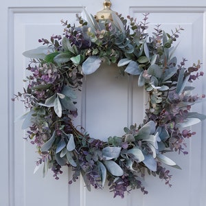 Lambs Ear & Eucalyptus Wreath, Year Round Wreath, Indoor Wreath, Farmhouse Wreath, Greenery Wreath, Door Wreath, Handmade Wreath image 7