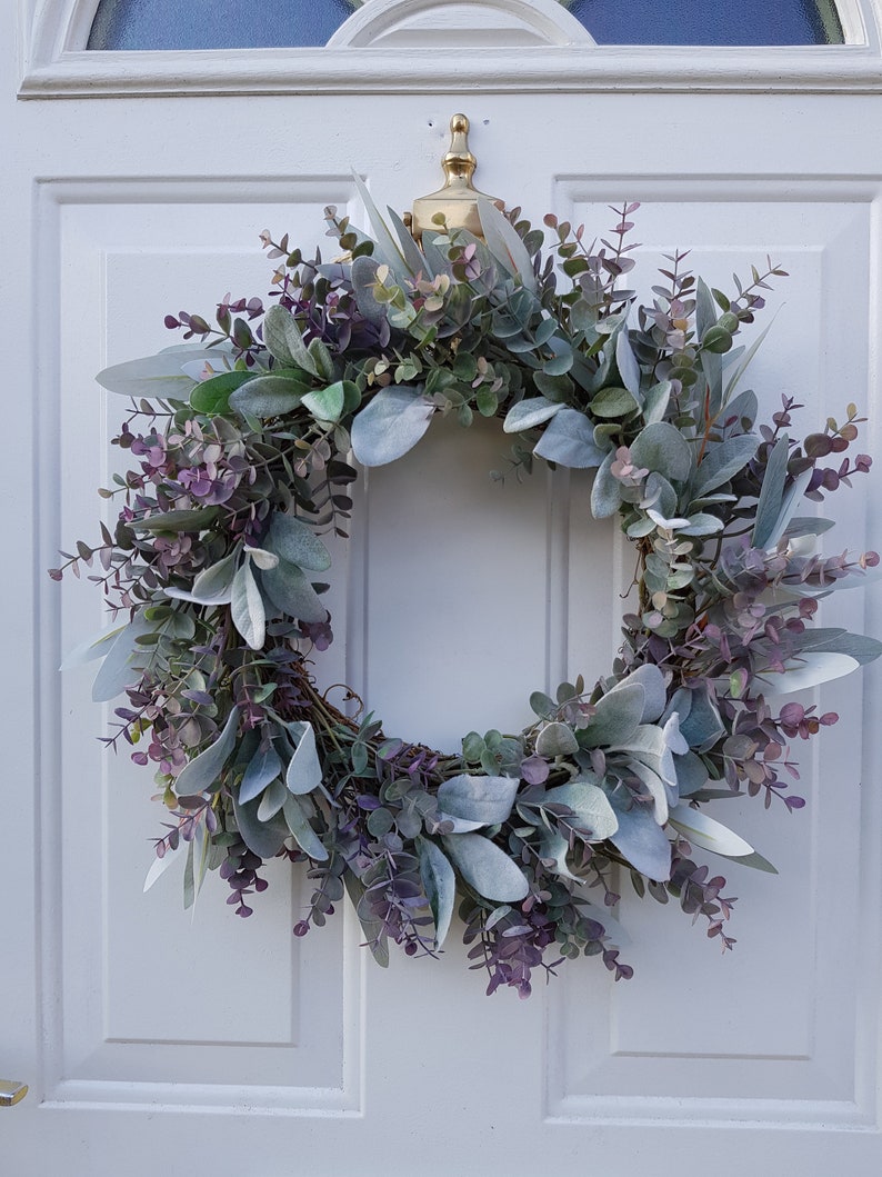 Lambs Ear & Eucalyptus Wreath, Year Round Wreath, Indoor Wreath, Farmhouse Wreath, Greenery Wreath, Door Wreath, Handmade Wreath image 7