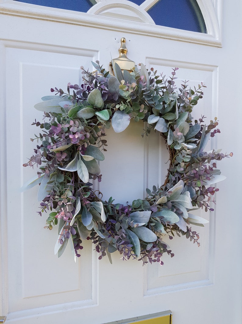 Lambs Ear & Eucalyptus Wreath, Year Round Wreath, Indoor Wreath, Farmhouse Wreath, Greenery Wreath, Door Wreath, Handmade Wreath image 3