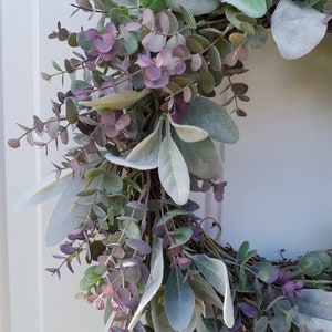 Lambs Ear & Eucalyptus Wreath, Year Round Wreath, Indoor Wreath, Farmhouse Wreath, Greenery Wreath, Door Wreath, Handmade Wreath image 2