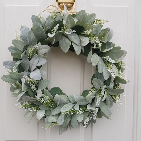 Lambs Ear & Eucalyptus Wreath, Year Round Wreath, Indoor Wreath, Farmhouse Wreath, Greenery Wreath, Door Wreath, Handmade Wreath