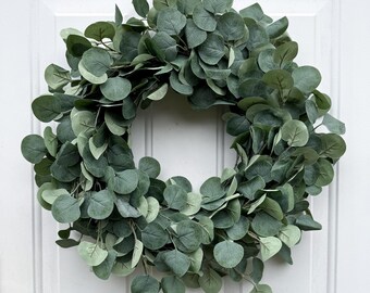 Artificial Eucalyptus Wreath for Front Door Green Eucalyptus Leaf Wreath Spring Summer Wreath for Front Door