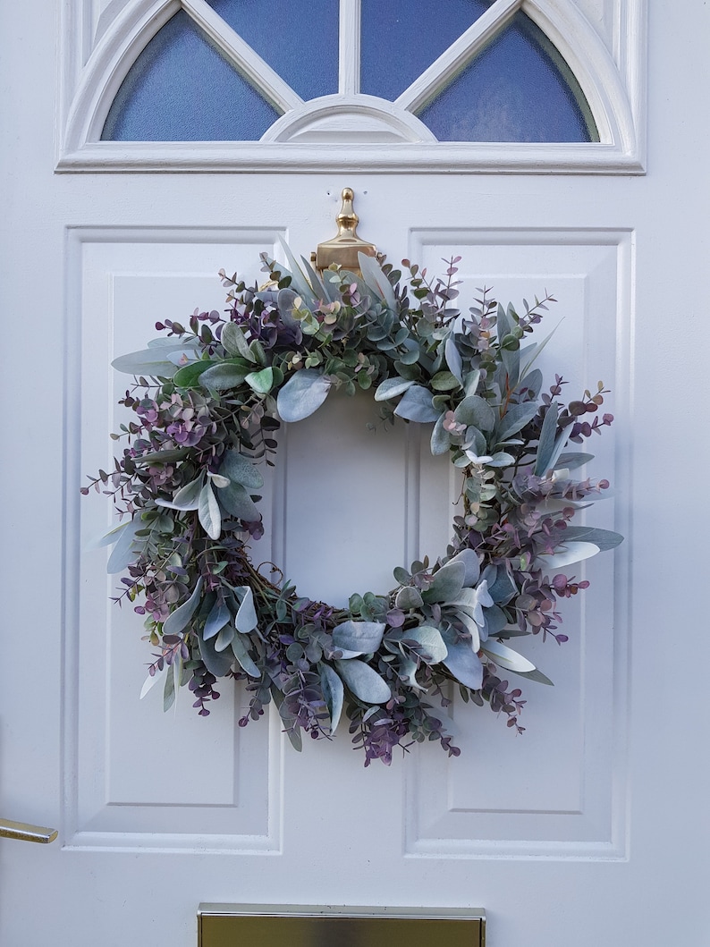 Lambs Ear & Eucalyptus Wreath, Year Round Wreath, Indoor Wreath, Farmhouse Wreath, Greenery Wreath, Door Wreath, Handmade Wreath image 1