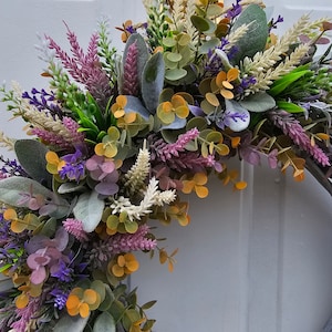 Eucalyptus and Lavender Wreath for Front Door, Year Round Wreath, Indoor Wreath, Farmhouse Wreath, Greenery Wreath, Door Wreath, Half Wreath image 2