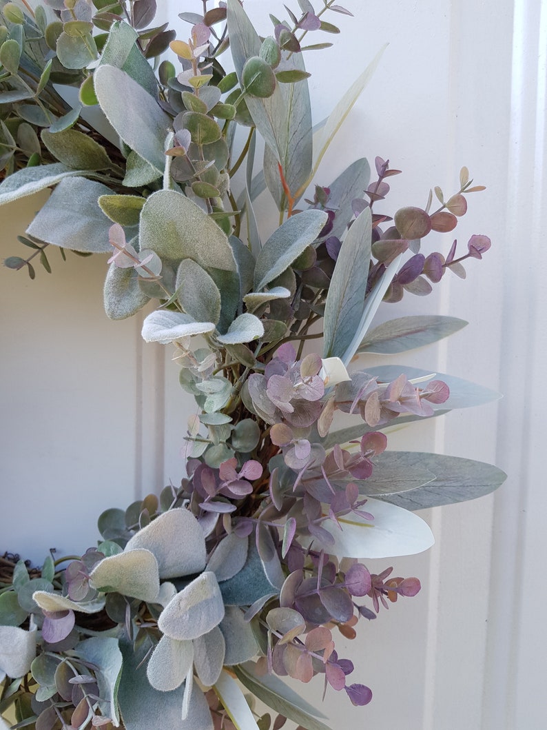 Lambs Ear & Eucalyptus Wreath, Year Round Wreath, Indoor Wreath, Farmhouse Wreath, Greenery Wreath, Door Wreath, Handmade Wreath image 4