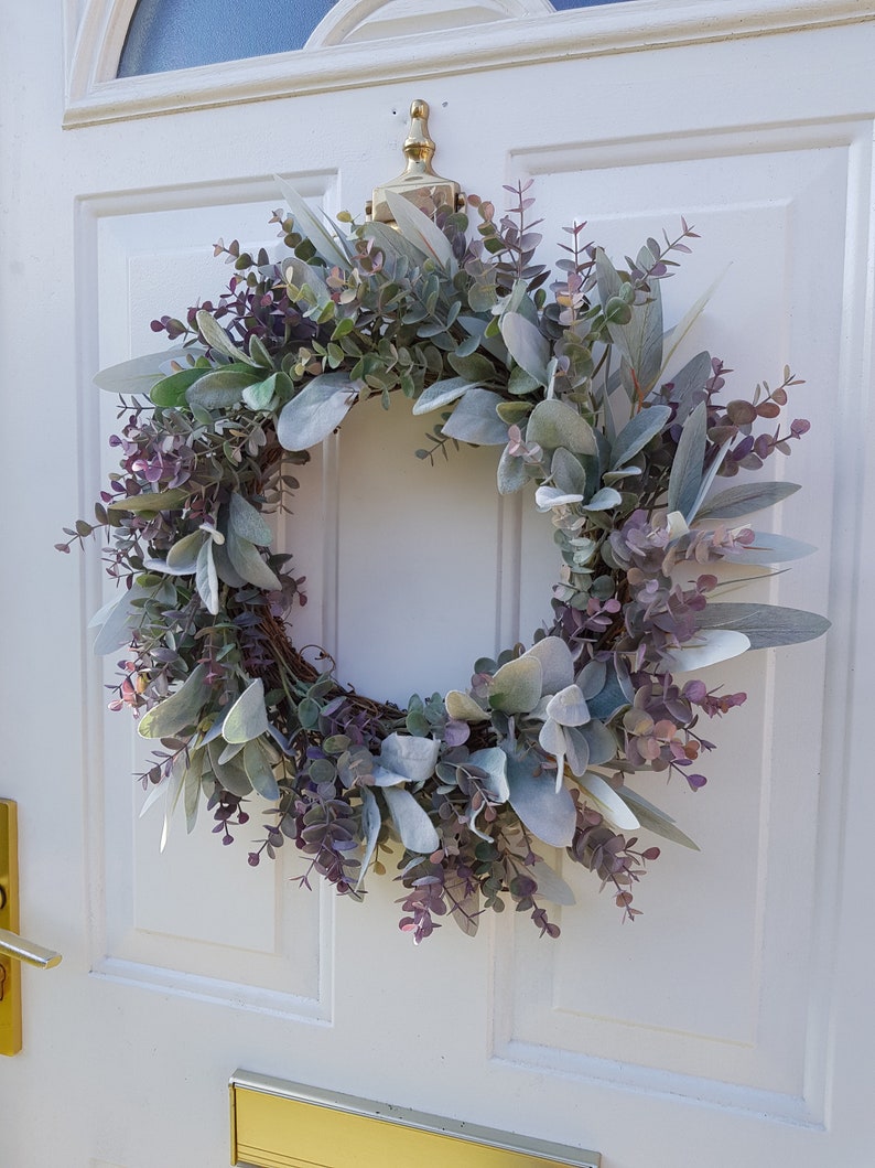 Lambs Ear & Eucalyptus Wreath, Year Round Wreath, Indoor Wreath, Farmhouse Wreath, Greenery Wreath, Door Wreath, Handmade Wreath image 5